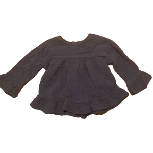 Zara Baby Girl Long Sleeve Top Button Front Bell Sleeves Blue Size 2-3 Years